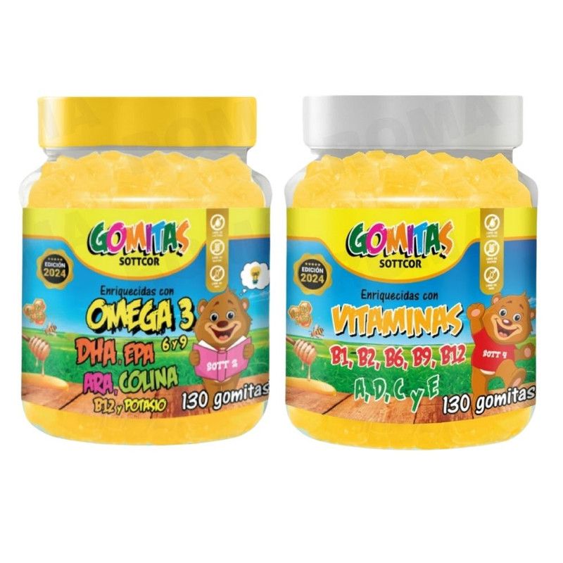 GENERICO - PAC 2 GOMITAS OMEGA 3 NIÑOS + VITAMINAS PARA NIÑOS 260 UND