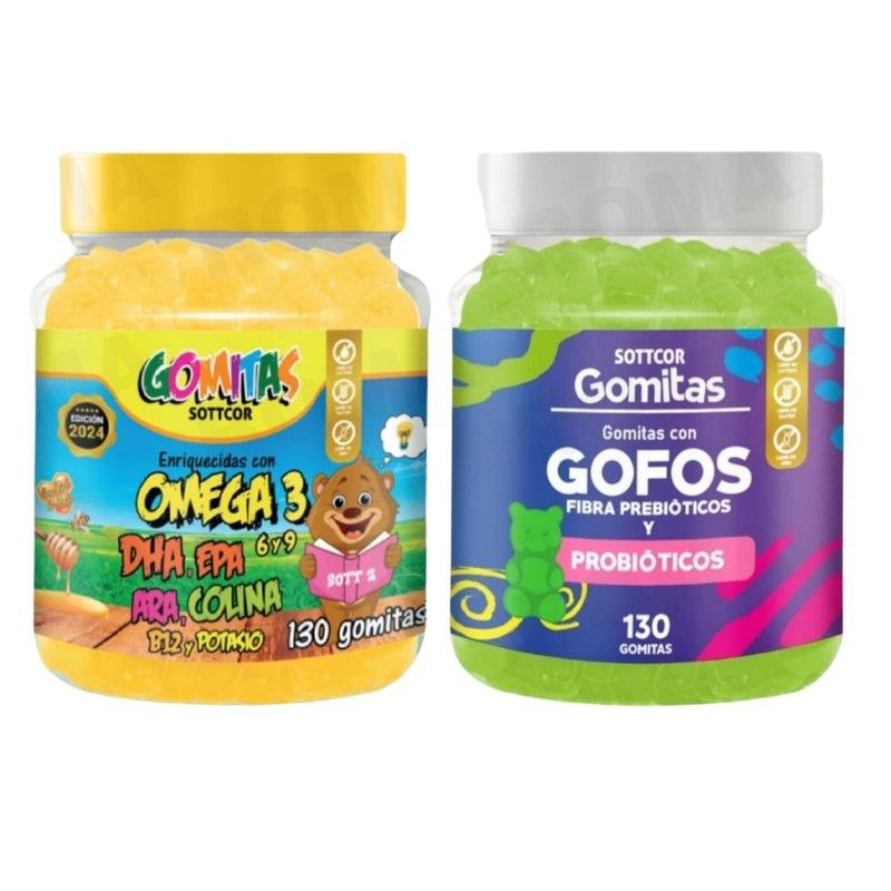 GENERICO - PACK 2 GOMITAS OMEGA 3 NIÑOS  + GOFOS PARA NIÑOS 260 UND