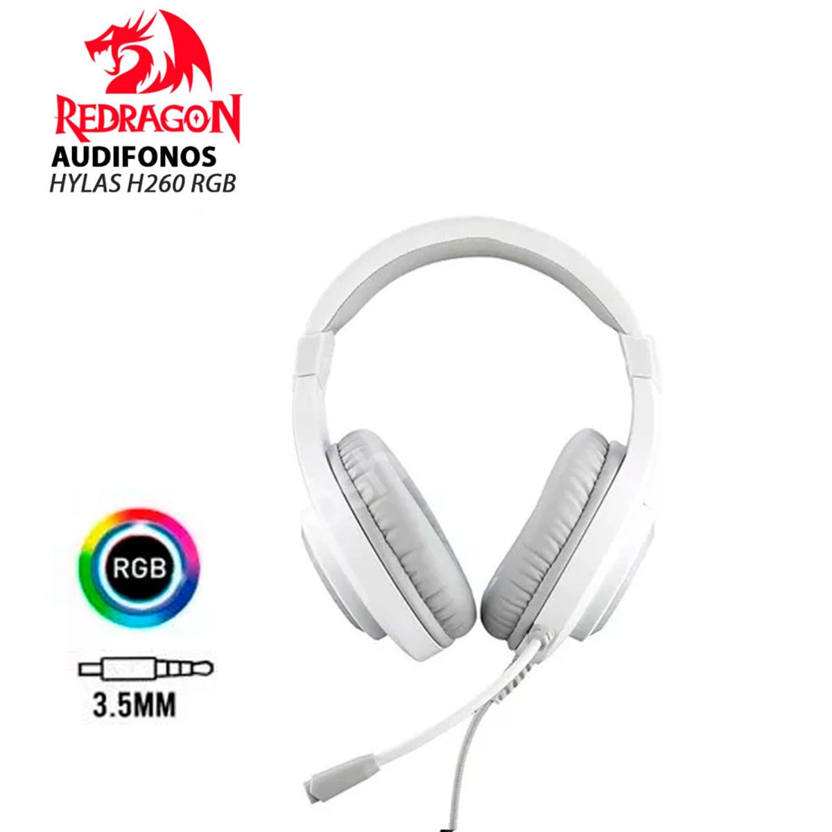 REDRAGON - REDRAGON AUDIFONO GAMER HYLAS RGB USB WHITE