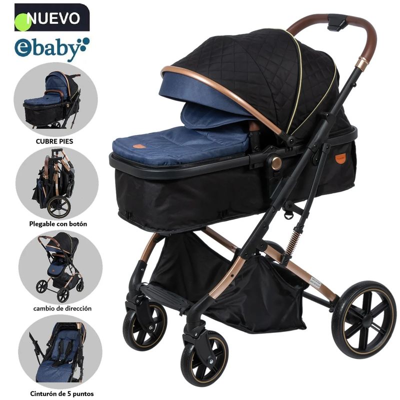 EBABY - Coche Cuna Moisés de Lujo SATURNO EB126-1 Azul