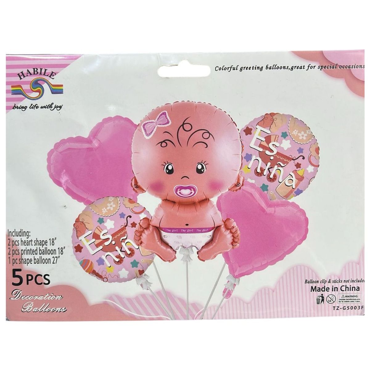 GENERICO - Pack 2 Bouquet de globos de 5 es una niña o niño (niño)