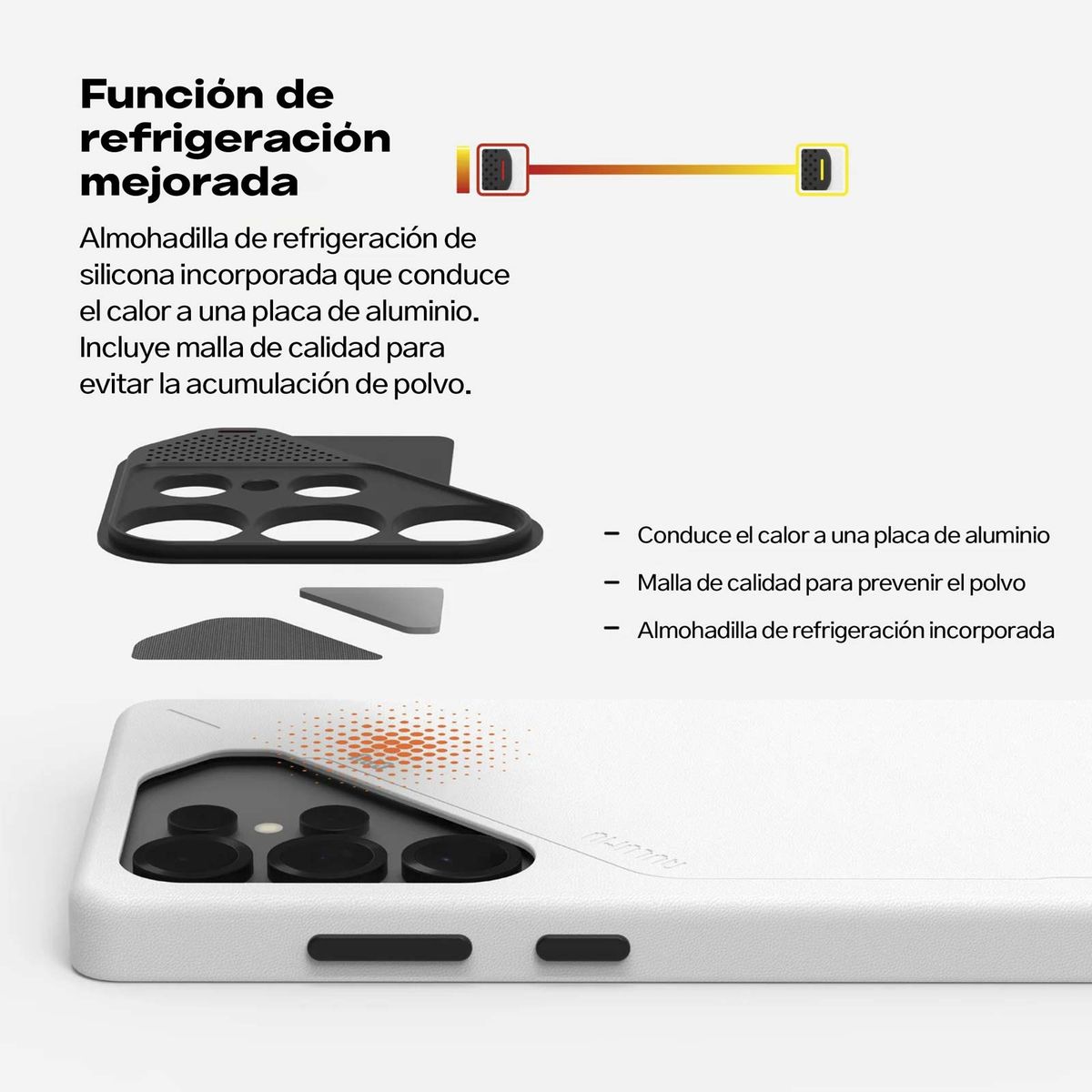 AULUMU - Case Galaxy S25 Ultra Aulumu Cuero Dispersor Calor Magnético Blanco