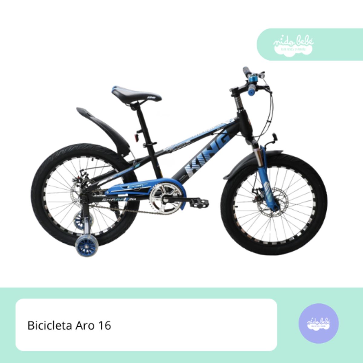 GENERICO - Bicicleta montañera aro 16 para niño king black