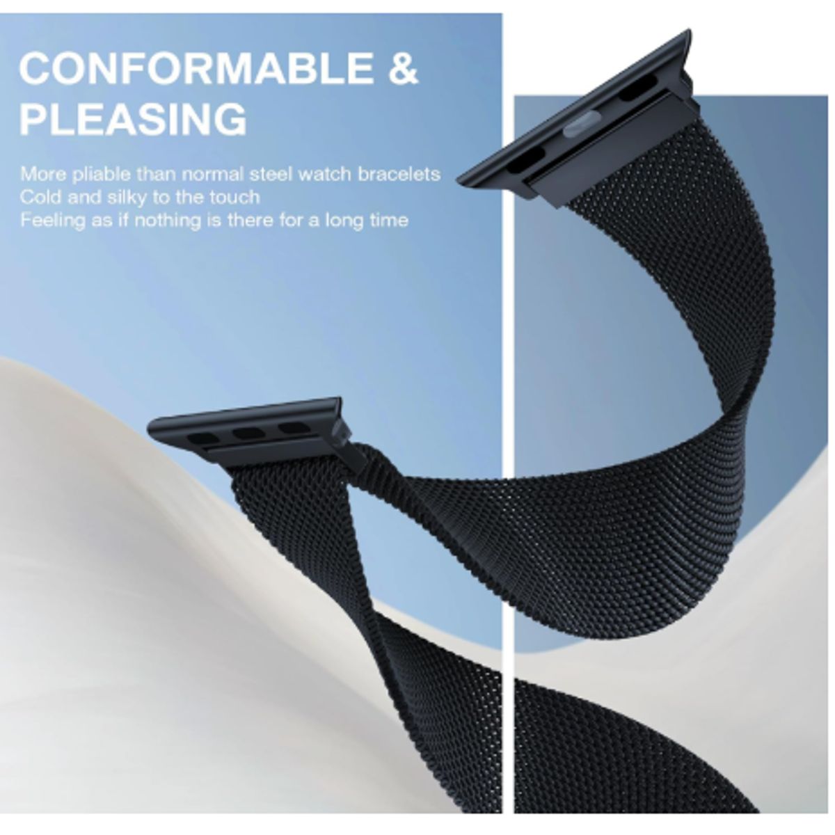 GENERICO - Correa de Acero Milanesa para Apple Watch 49mm - NEGRO