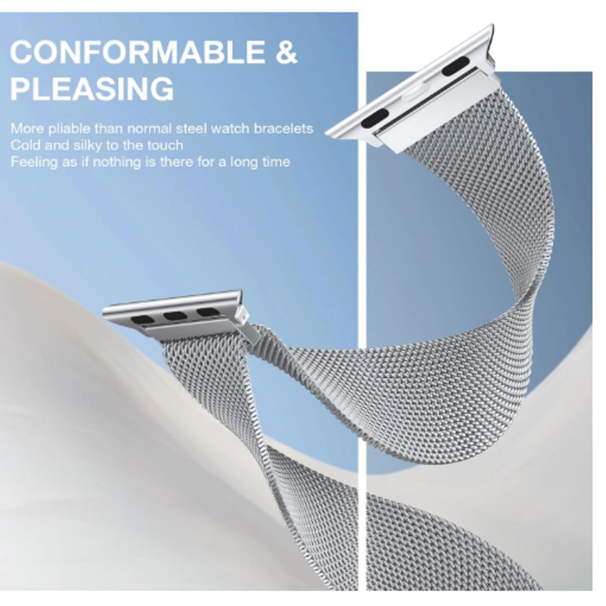 GENERICO - Correa de Acero Milanesa para Apple Watch 44mm - PLATEADO