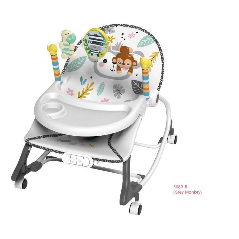 GENERICO - Silla mecedora Luces y Sonido 3 en 1 con figurita de animales Gris