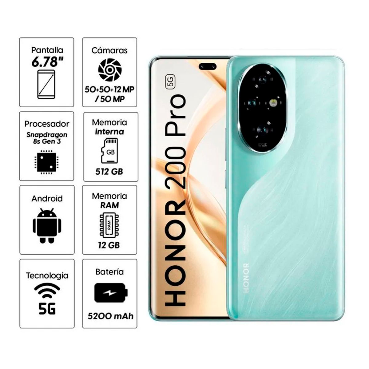 HONOR - Celular Honor 200 Pro 512GB - 12GB RAM Color Cyan