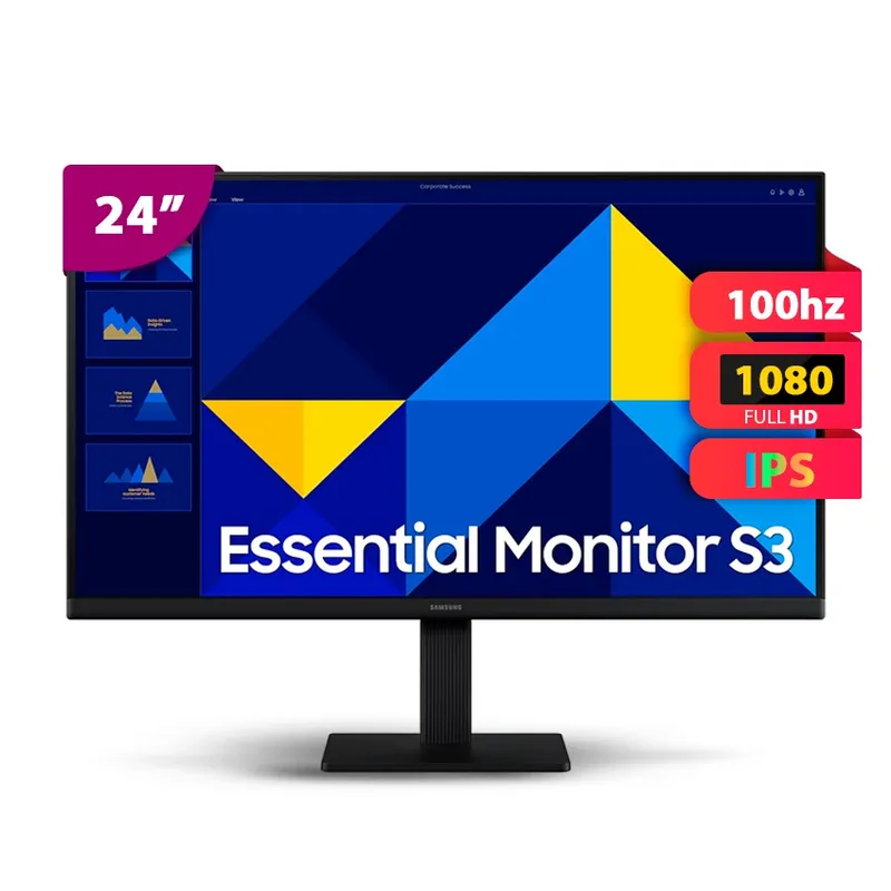 SAMSUNG - Monitor Samsung 24″ Essential S3 FHD 100Hz IPS HDMI LS24D300GALXPE