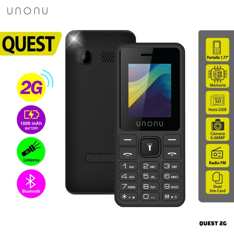 UNONU - CELULAR BASICO UNONU QUEST 2G DUAL SIM - NEGRO
