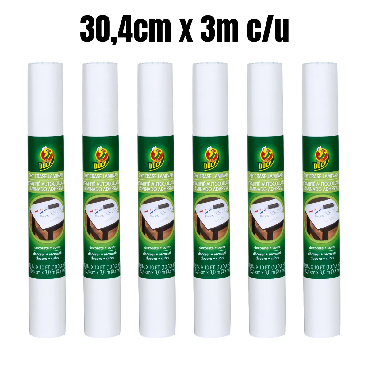 GENERICO - DUCK Pizarra Acrílica en Rollo 30.4cm x 3m Caja x 6 Rollos