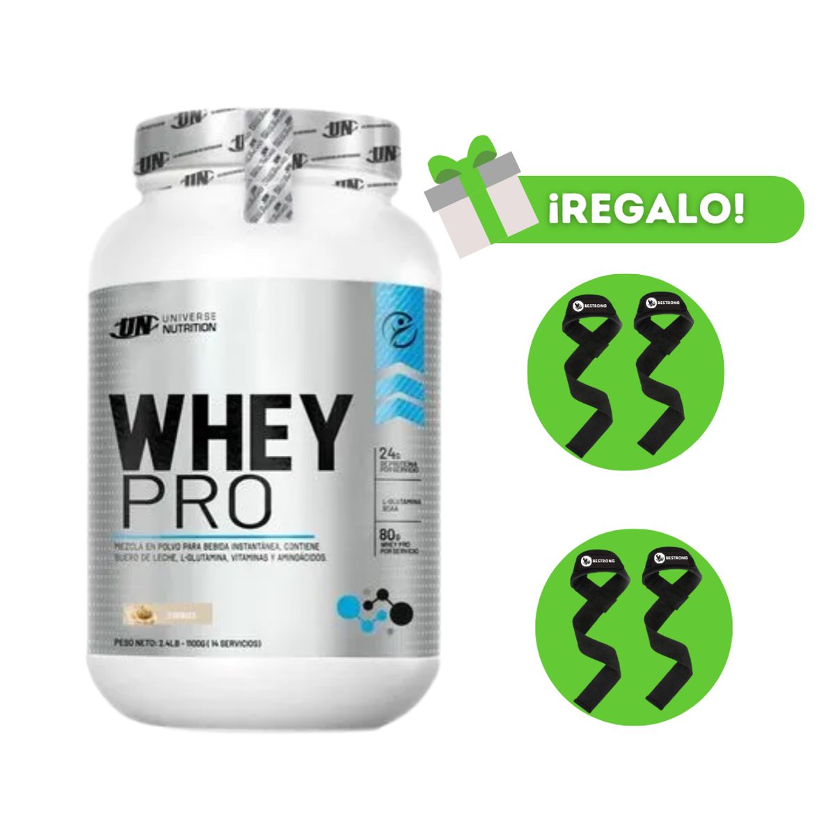 UNIVERSE NUTRITION - PROTEÍNA WHEY PRO 1KG COOKIES + 2 STRAPS