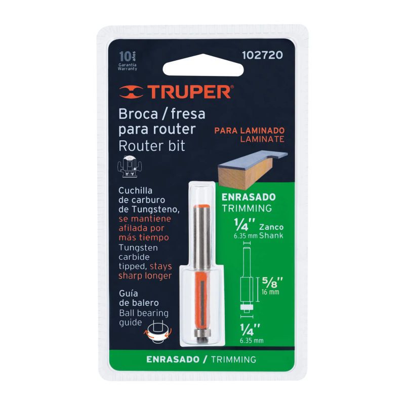 TRUPER - Broca para router corte recto 14 con balero Truper - 102720