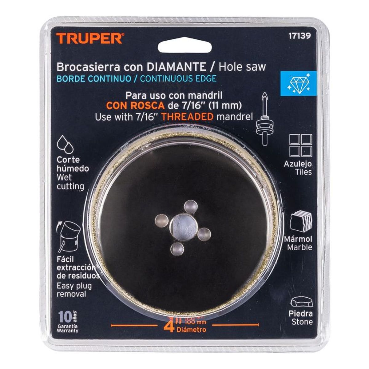 TRUPER - Broca sierra diamante 4 borde continuo Truper17139