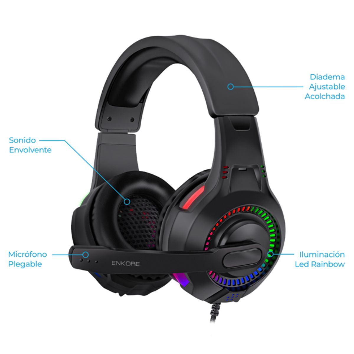 ENKORE - Kit Gamer 3 en 1: Mouse + Auricular + Pad Mouse Enkore Bravio ENT G1000NB