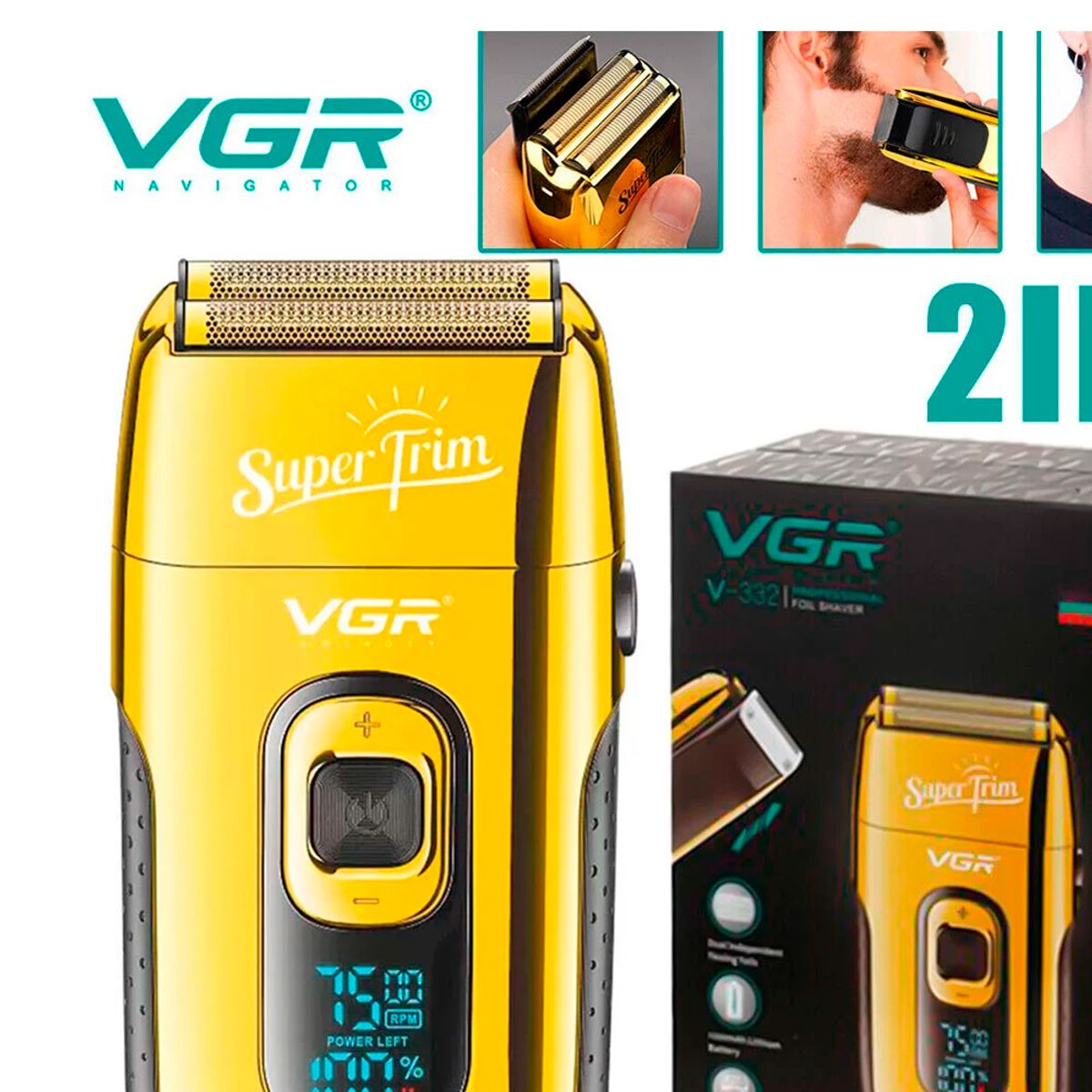 VOYAGER - Afeitadora Shaver VGR V-332 Led Inalámbrica Dorada