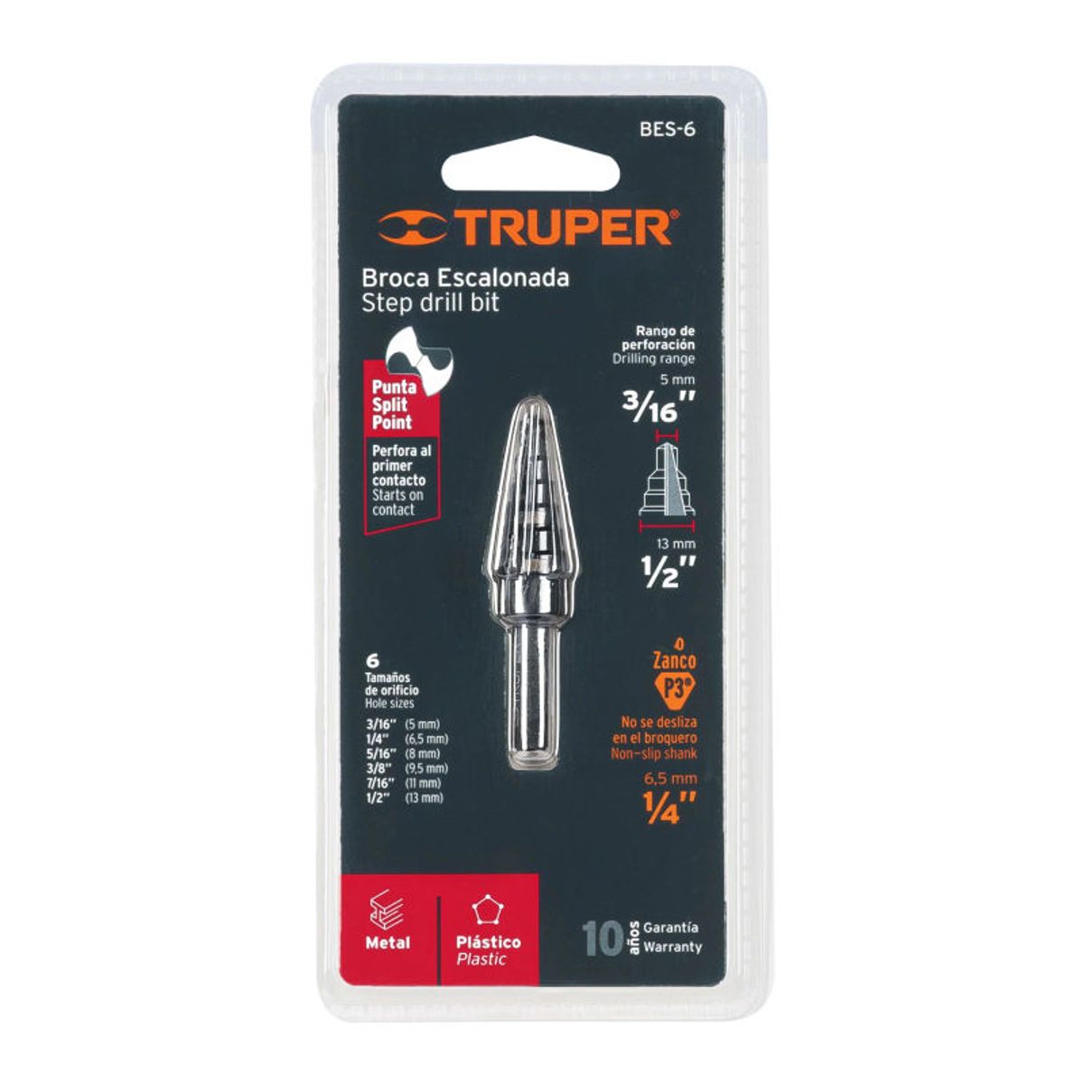 TRUPER - Broca escalonada óxido negro 6 escalones 316 a 12Truper - 12120