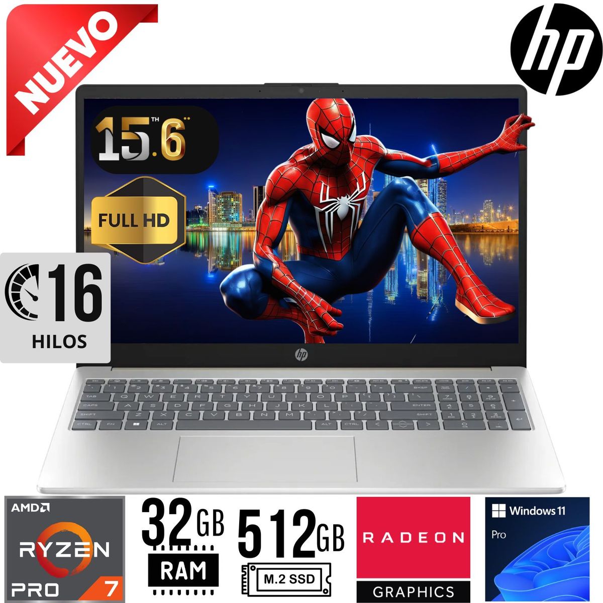 HP - LAPTOP HP 15 FC0275LA Ryzen 7 7330U  15.6" FULL HD RAM 32GB SSD 512GB W11 PRO