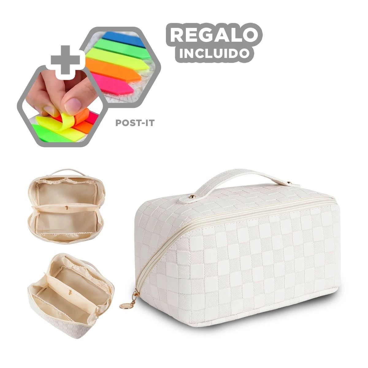 RYBIU IMPORT - Estuche Idoneo para Maquillaje en Blanco Y+Post-it Adhesivos