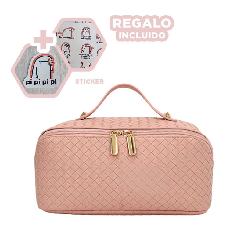 RYBIU IMPORT - Cosmetiquero Perfecto para Viajar Rosado Y+Regalo Stickers