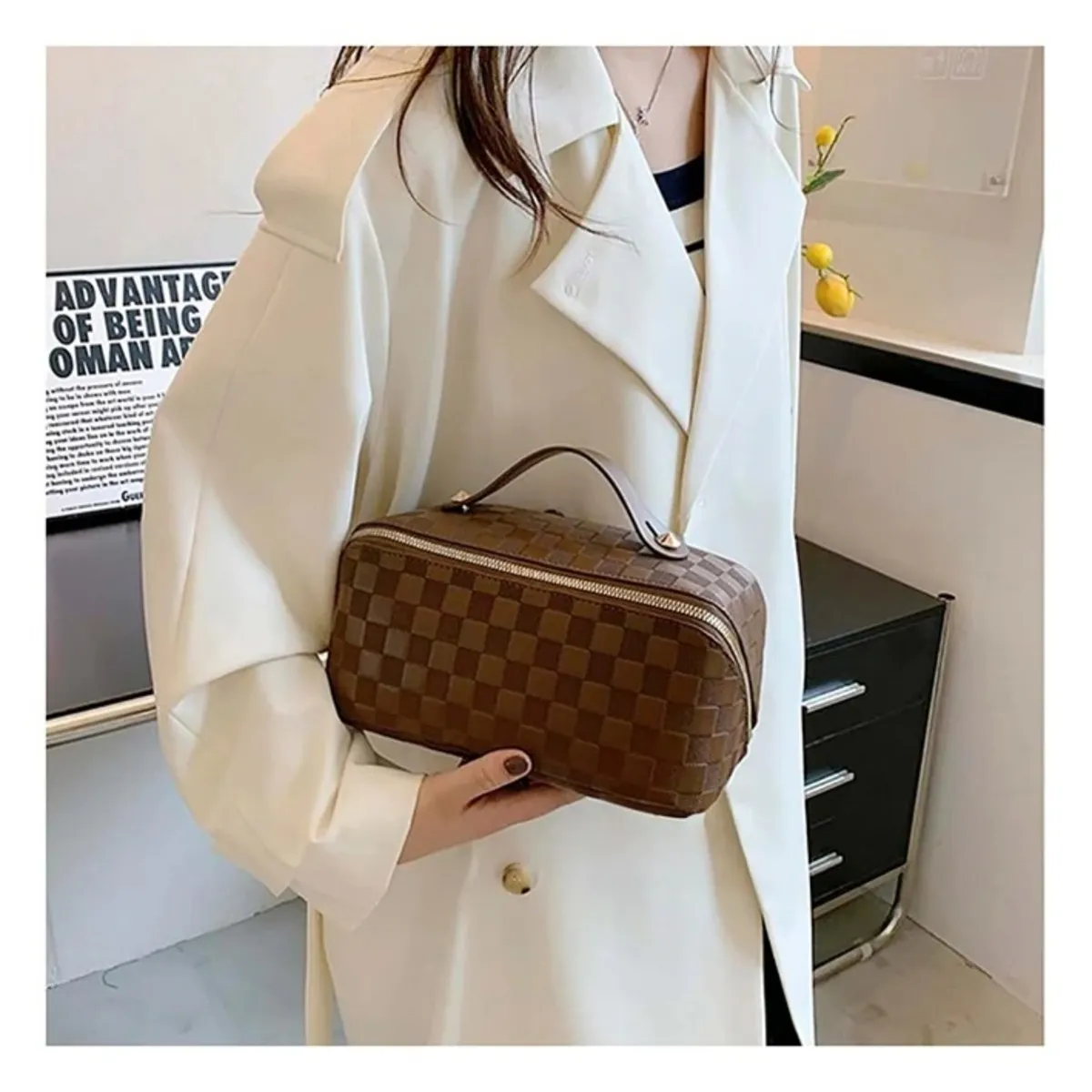 RYBIU IMPORT - Pack12 Cosmetiquero para Guardar Maquillaje de Cuadros Marro