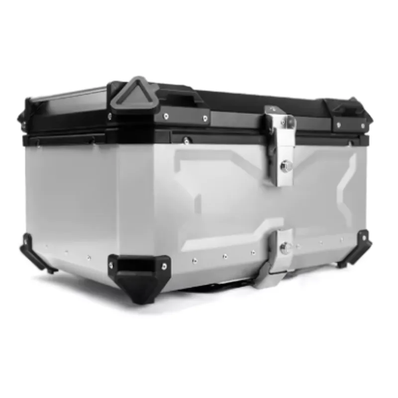GENERICO - CAJUELA DE ALUMINIO PARA MOTO 55L MODELO X PLATEADO