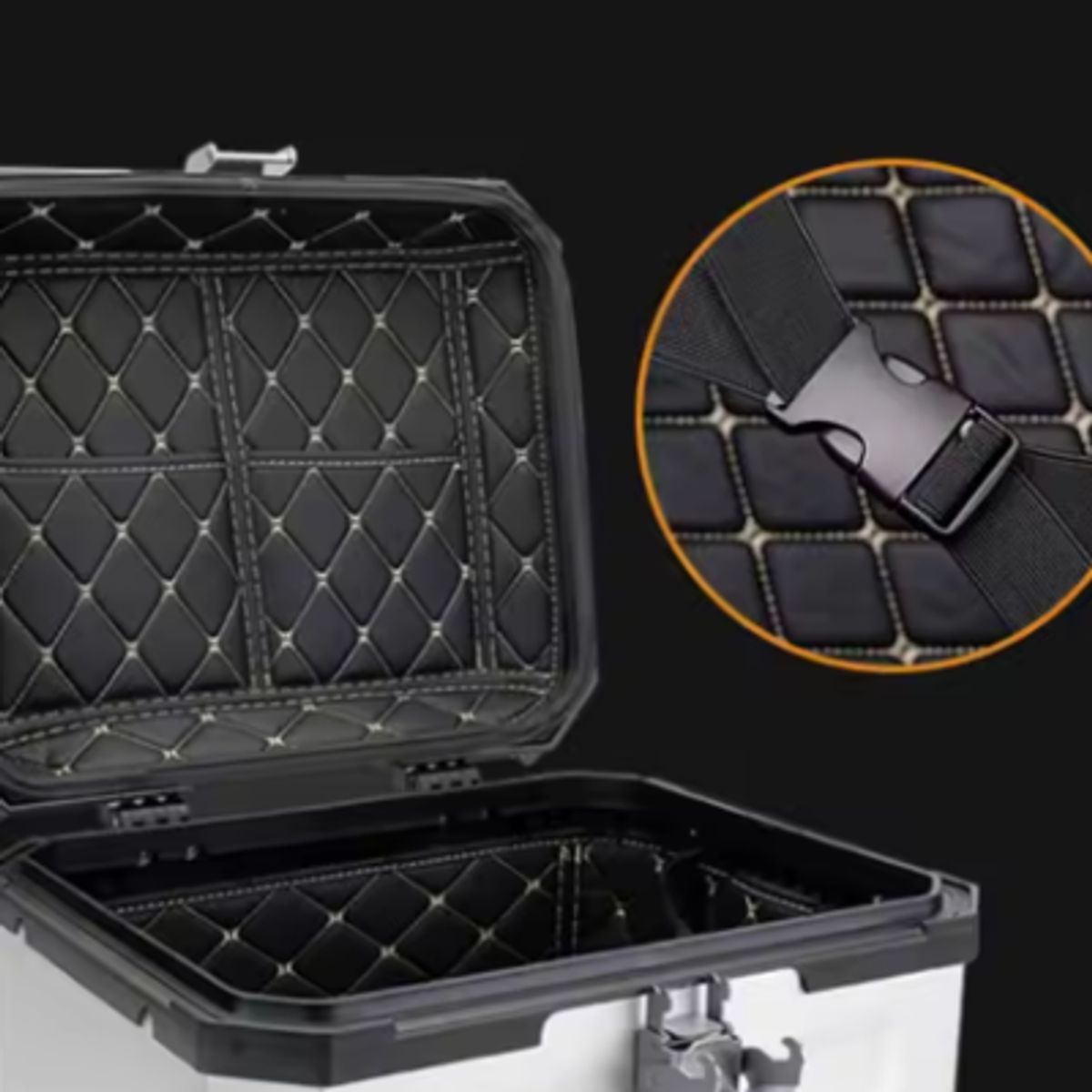 GENERICO - CAJUELA DE ALUMINIO PARA MOTO 55L MODELO X PLATEADO