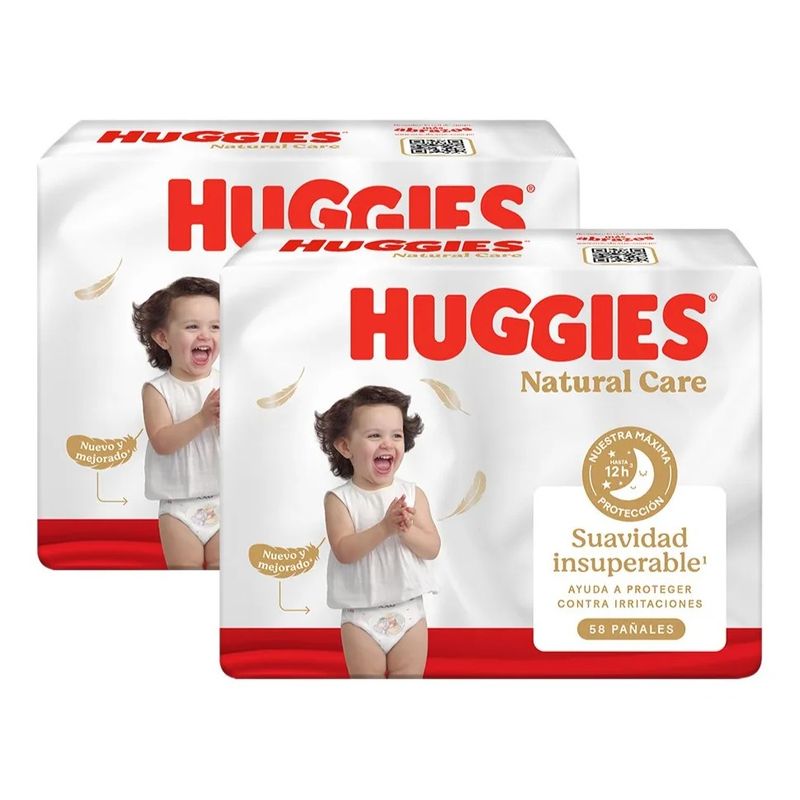 HUGGIES - Pack 2 Pañal Huggies Natural Care Xtracare Big Talla Xxg 58u