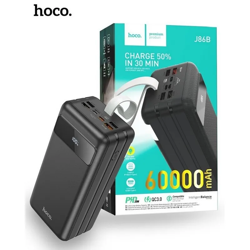 HOCO - Cargador Bateria Portatil 60000mA - 22W Con Linterna Power Bank Hoco