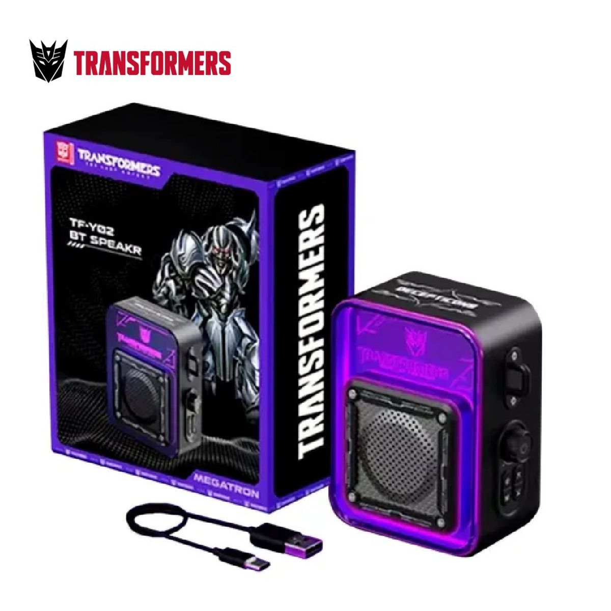 TRANSFORMERS - Parlante Portátil Bluetooth con Luces RGB Transformes TF-Y02 Negro
