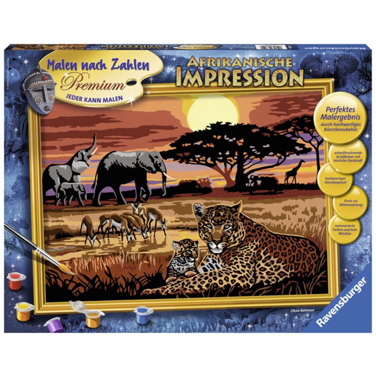 RAVENSBURGER - Lienzo pinta por números deluxe África