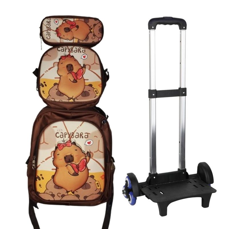 GENERICO - MOCHILA CAPIBARA TRES PIEZAS CON SEIS RUEDAS - NIÑO - DESMONTABLE