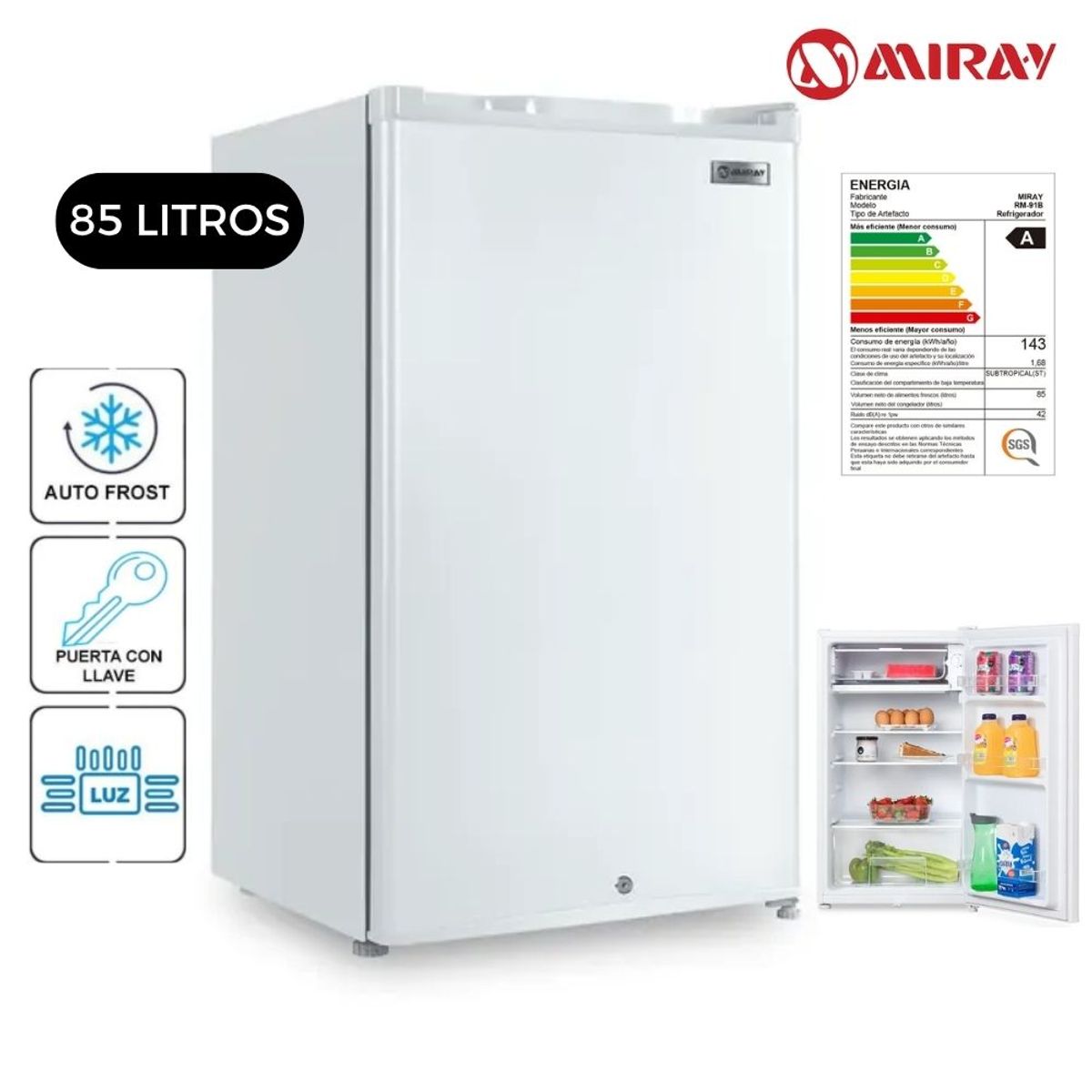 MIRAY - Frigobar Miray RM-91B 85 L- Blanco