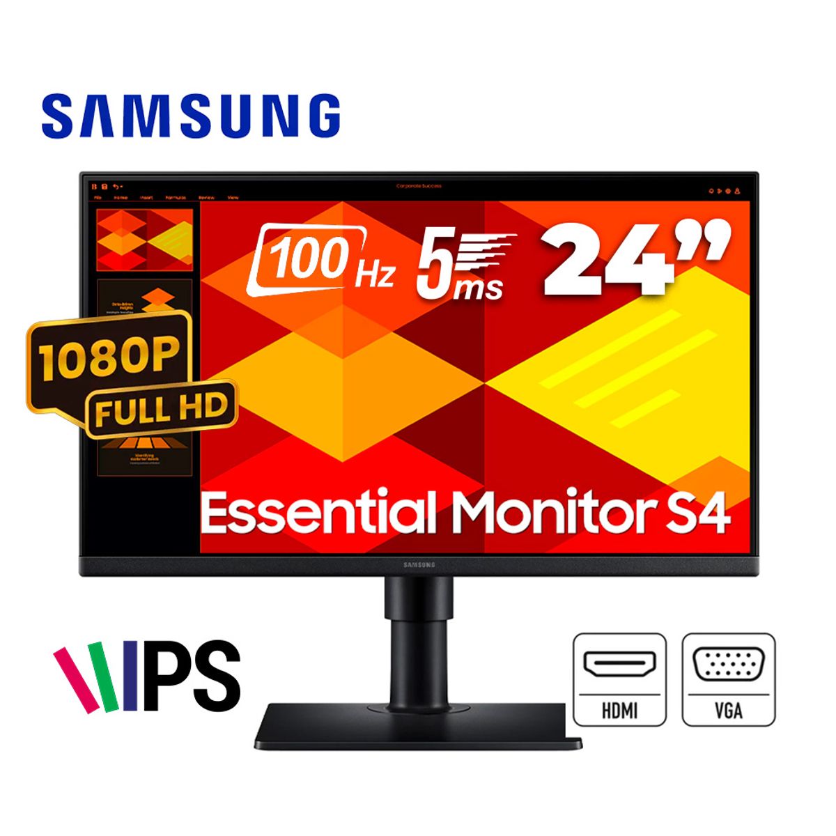 SAMSUNG - MONITOR PLANO SAMSUNG ESSENTIAL MONITOR S4 24 FHD IPS 100HZ