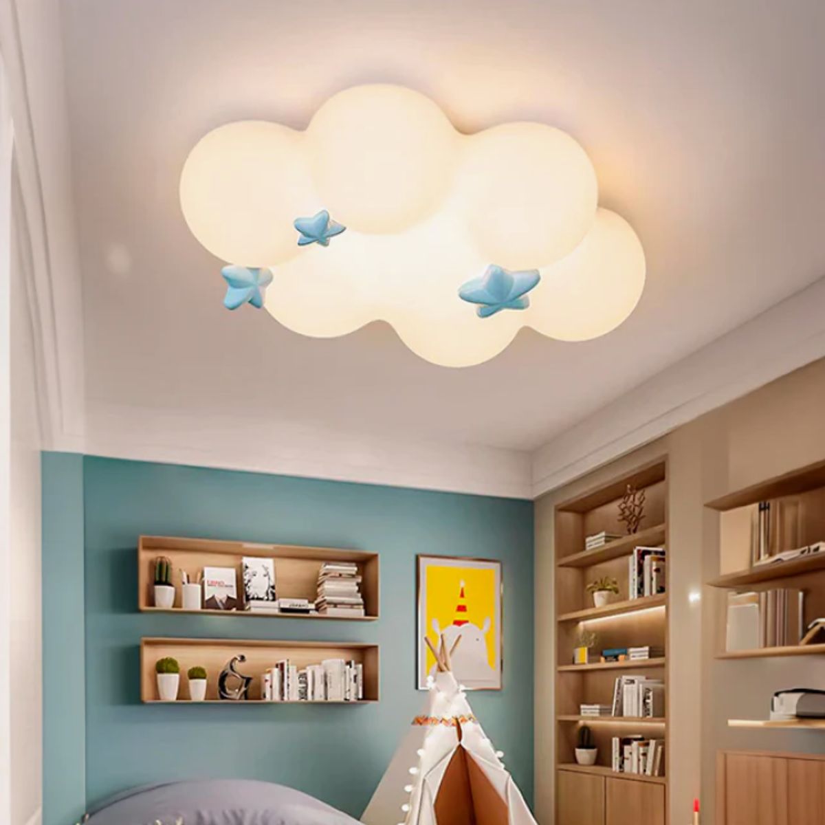 GENERICO - Lámpara de Techo Infantil Star Cloud 48W Led 3 en 1