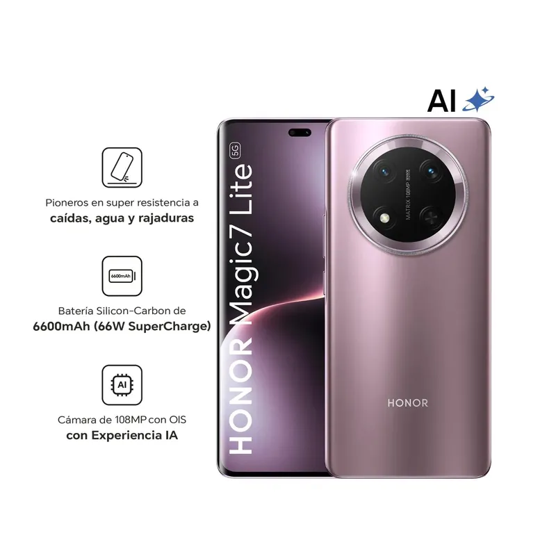 HONOR - HONOR MAGIC 7 LITE 5G TITANIUM PURPLE 8RAM 256GB – REGISTRADO