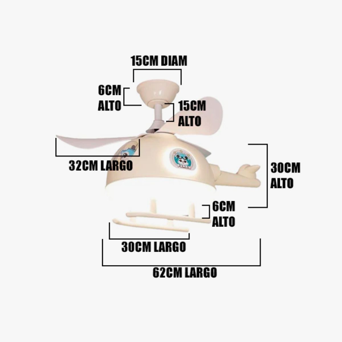 GENERICO - Lámpara de Techo Infantil  Helicopter  30W Led 3 en 1