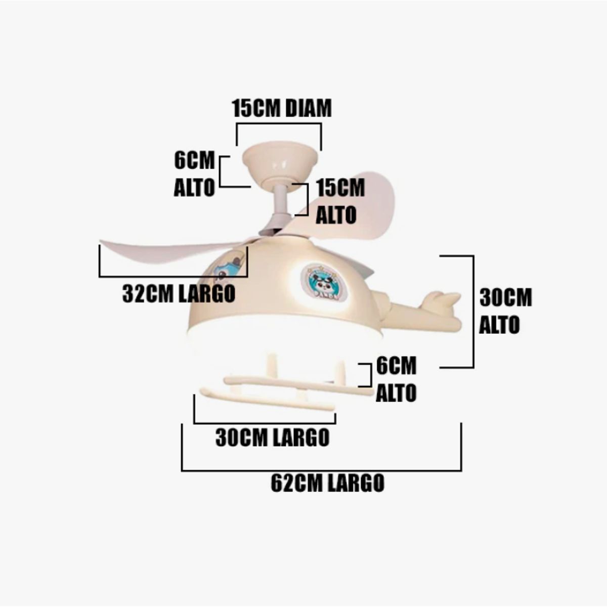 GENERICO - Lámpara de Techo Infantil  Helicopter  30W Led 3 en 1
