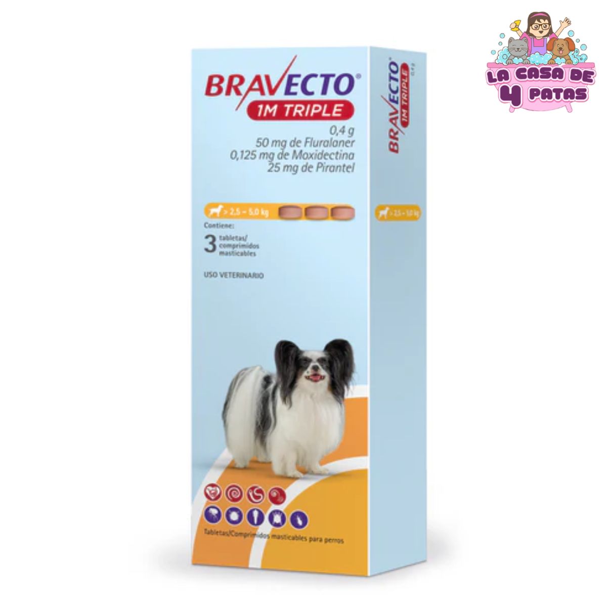 BRAVECTO - BRAVECTO 1M TRIPLE para perros caja x3 pastillas 2.5 a 5kg