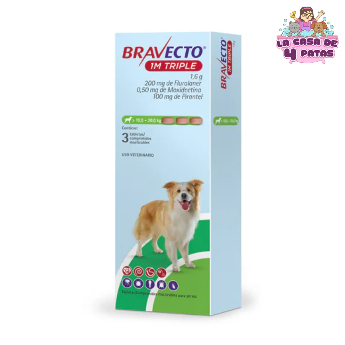 BRAVECTO - BRAVECTO 1M TRIPLE para perros caja x3 pastillas 10 a 20kg