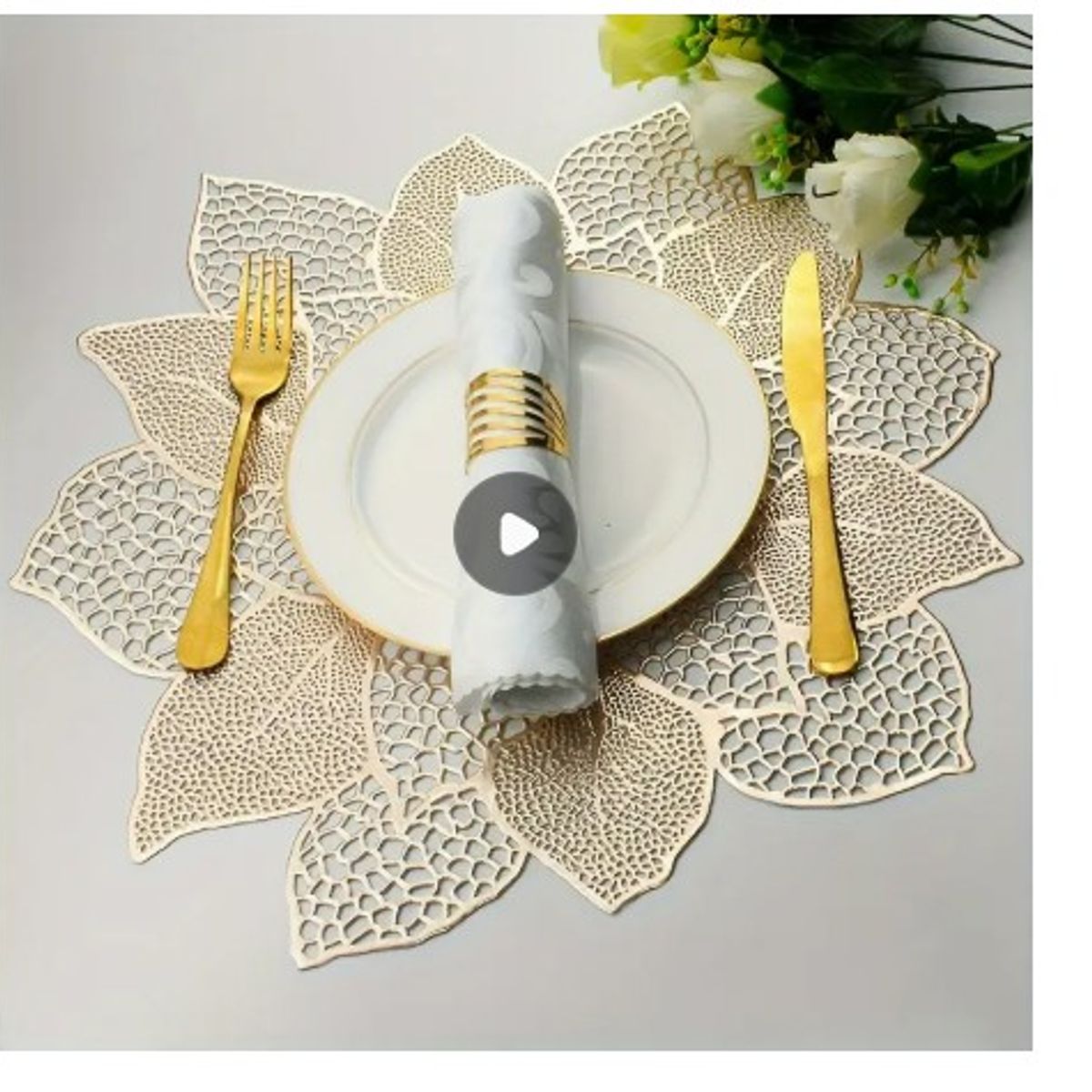 GENERICO - Individuales circulares dorados elegantes pvc 6 unidades