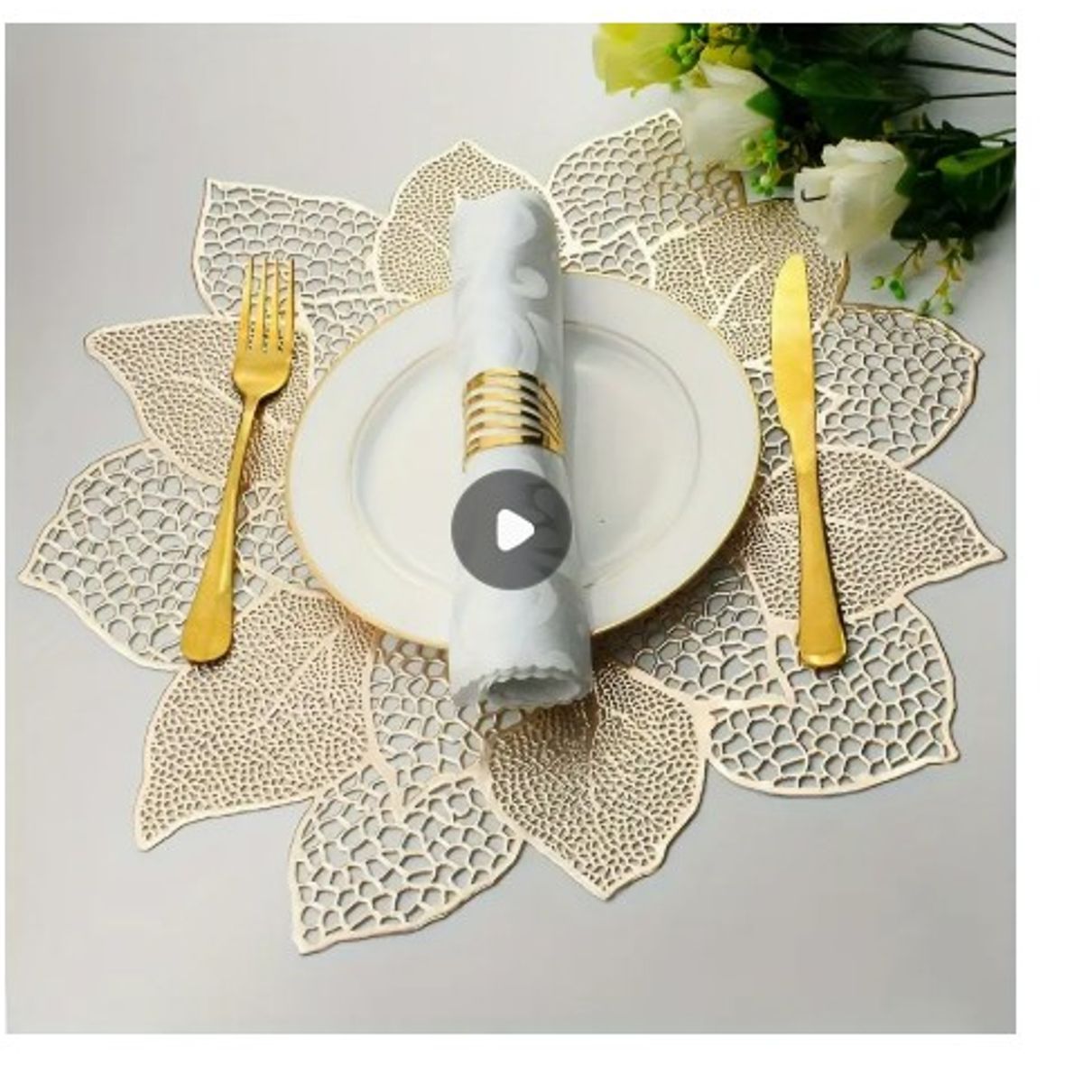 GENERICO - Individuales circulares dorados elegantes pvc 6 unidades