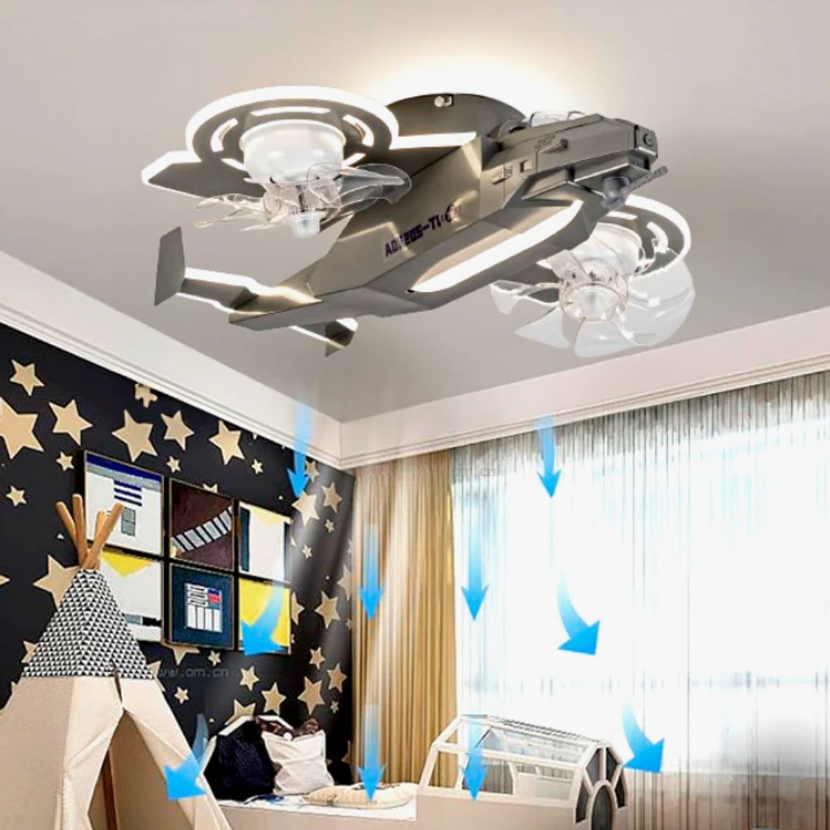 GENERICO - Lámpara de Techo Infantil  Sky Cruiser 64W Led 3 en 1