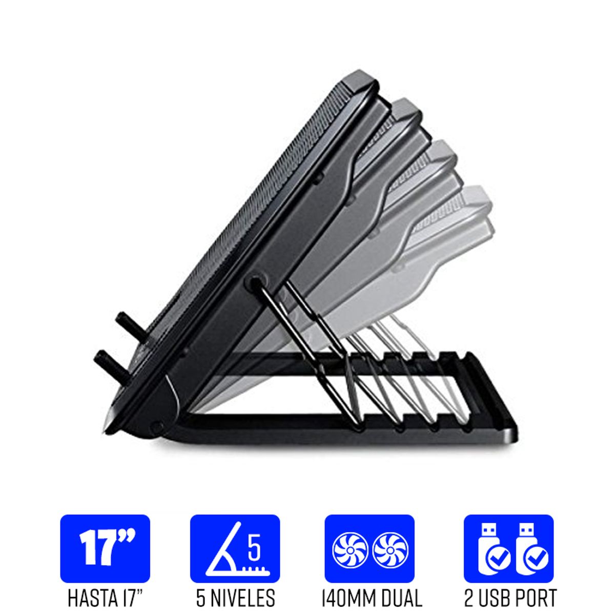 GENERICO - Kit cooler doble led p laptop 15.6 + skin protector pantalla teclado