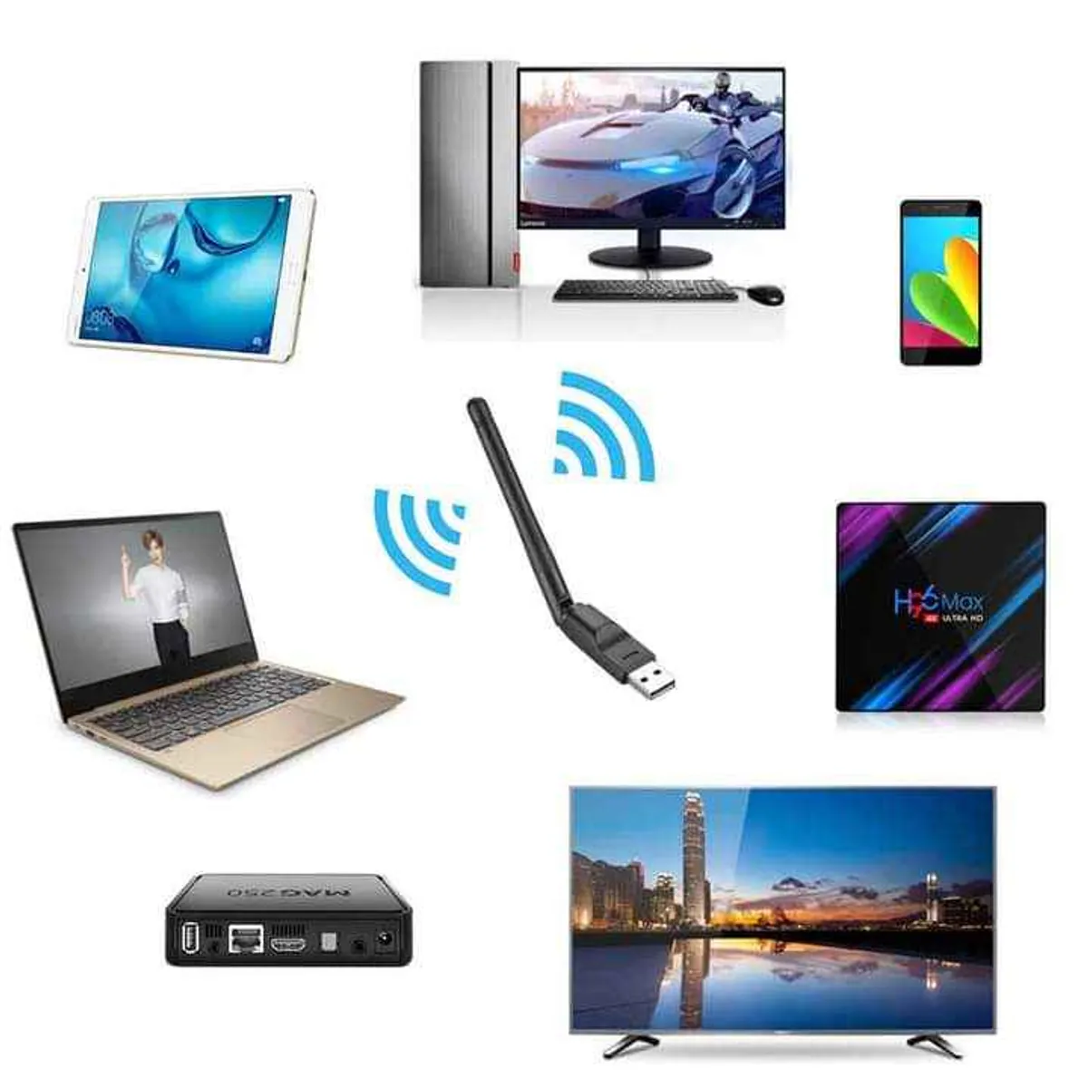 GENERICO - Antena wifi para pc laptop 1200 mb