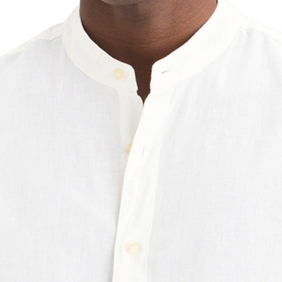 DOCKERS - Camisa Hombre Band Collar LS Regular Fit Blanco Dockers
