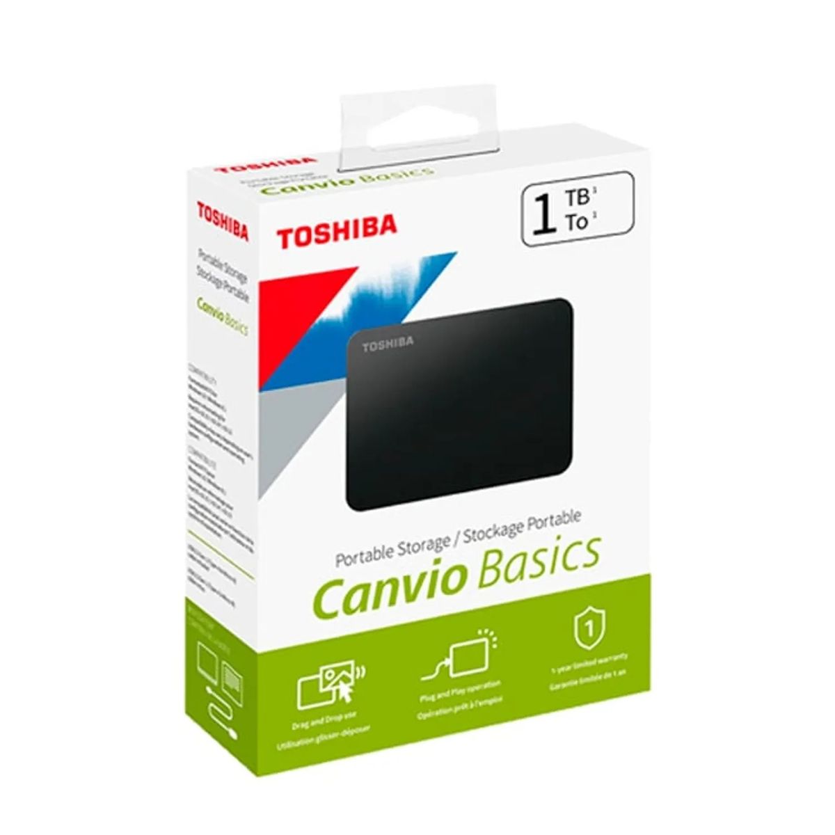 TOSHIBA - Disco Duro Externo Canvio Basics 1TB Toshiba USB 3.0 Negro