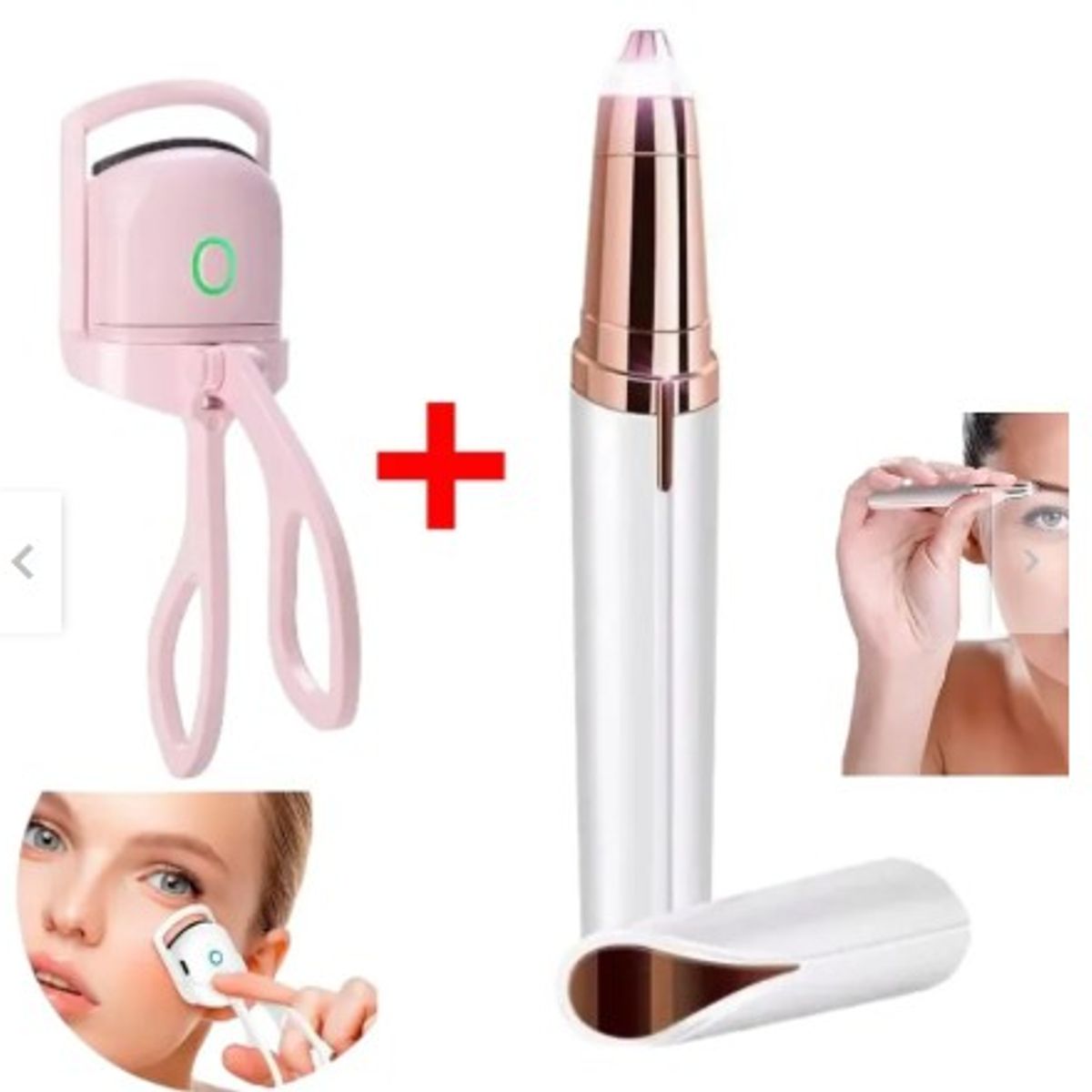 GENERICO - Kit 2 en 1 Rizador de Pestañas Termico + Depilador de Cejas