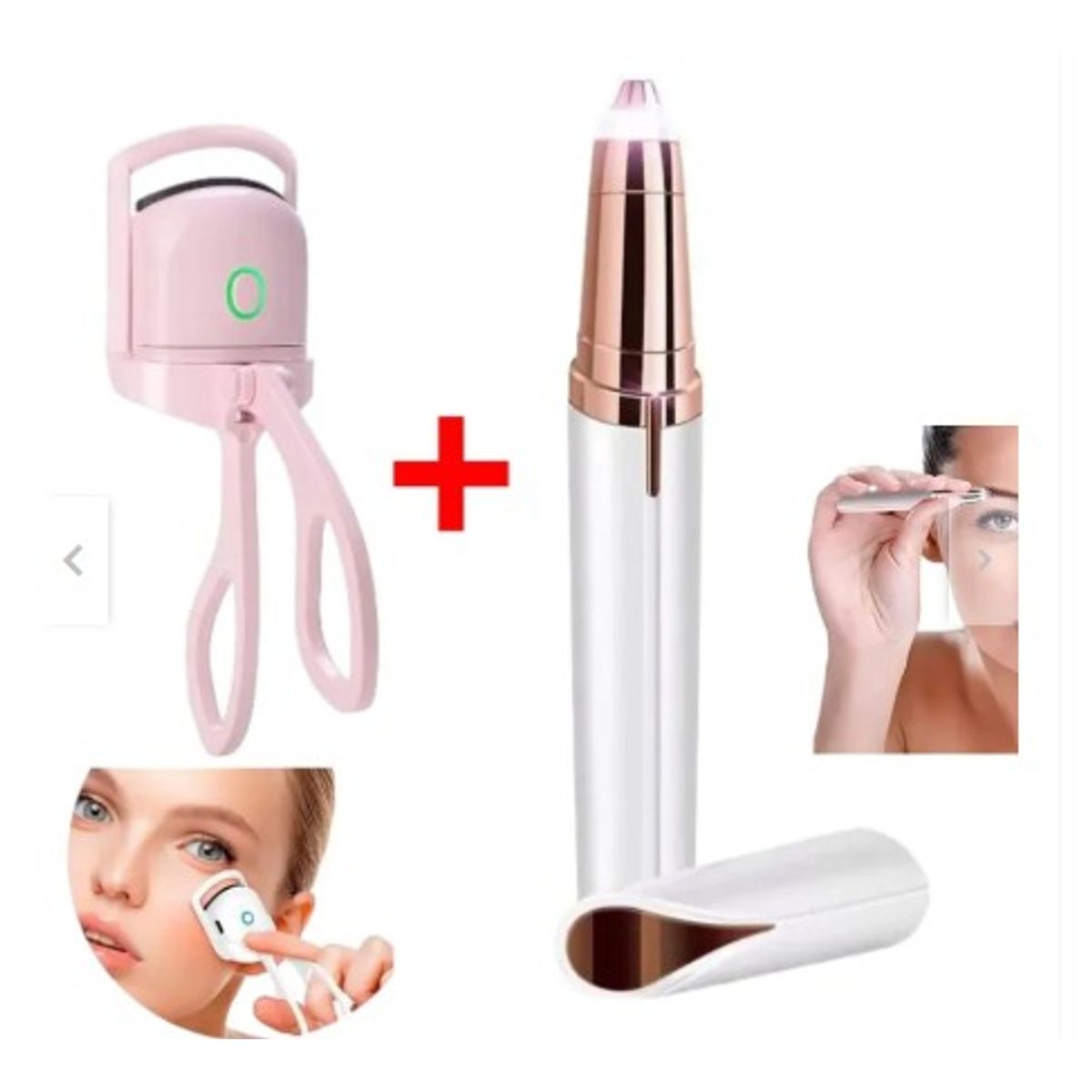 GENERICO - Kit 2 en 1 Rizador de Pestañas Termico + Depilador de Cejas