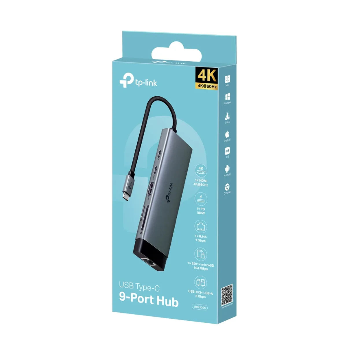 TP LINK - Hub Usb Tipo C 9 En 1 Tp-link Uh9120c 4k-60hz