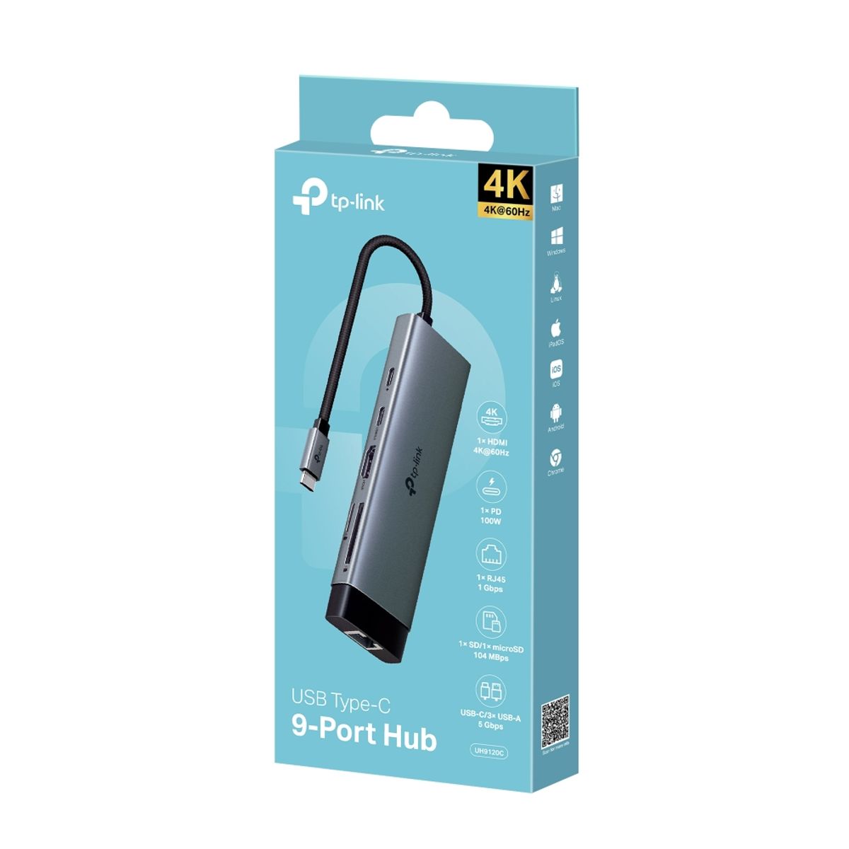 TP LINK - Hub Usb Tipo C 9 En 1 Tp-link Uh9120c 4k-60hz